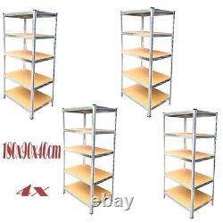 4X 5Tier Racking Shelf Heavy Duty Garage Shelving Storage Shelves 180x90x40cm ES