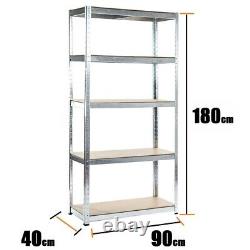 4X 5Tier Racking Shelf Heavy Duty Garage Shelving Storage Shelves 180x90x40cm ES