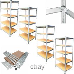 4X 5 Tier (180cm x 90cm x 30cm) Heavy Duty Metal Galvanised Shelving Rack UKDC