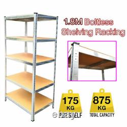 4X 5 Tier (180cm x 90cm x 30cm) Heavy Duty Metal Galvanised Shelving Rack UKDC