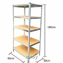 4X 5 Tier (180cm x 90cm x 30cm) Heavy Duty Metal Galvanised Shelving Rack UKDC