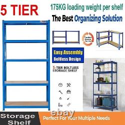 4X 5 Tier Garage Racking Shelving Boltless Heavy Duty Metal Shelf Shed Storage
