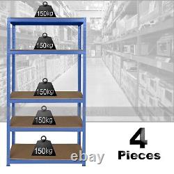 4X 5 Tier Racking Heavy Duty Garage Shelving Storage Shelves Boltless Steel Unit