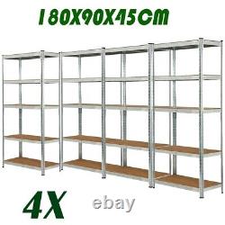 4X 5 Tier Racking Shelf Heavy Duty Garage Shelving Storage Unit 180x90x45cm UKES