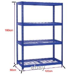 4X Heavy Duty Shelving 400KG UDL Mesh Shelves 4 Levels H180xW120xD60cm S247