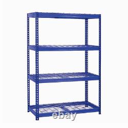 4X Heavy Duty Shelving 400KG UDL Mesh Shelves 4 Levels H180xW120xD60cm S247