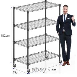 4/5/6 Tier Heavy-Duty Metal Wire Shelving Unit Storage Rack for Kitchen Office