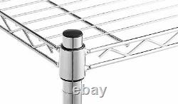 4/5 Tier Chrome Metal Storage Rack/Shelving Wire Shelf Kitchen/Office Unit Stand