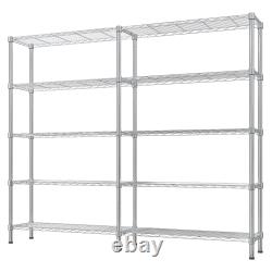 4-5 Tier Heavy Duty Metal Shelving Unit, Double Row Adjustable Storage Rack