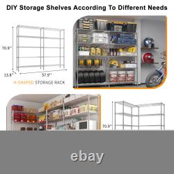 4-5 Tier Heavy Duty Metal Shelving Unit, Double Row Adjustable Storage Rack