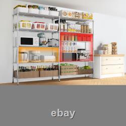 4-5 Tier Heavy Duty Metal Shelving Unit, Double Row Adjustable Storage Rack