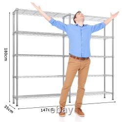 4-5 Tier Heavy Duty Metal Shelving Unit, Double Row Adjustable Storage Rack