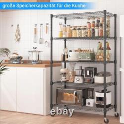 4/5 Tier Metal Storage Rack with Wheels Heavy Duty Adjustable Wire Shelving Unit