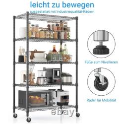 4/5 Tier Metal Storage Rack with Wheels Heavy Duty Adjustable Wire Shelving Unit