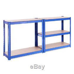4 Bays 5 Tier Blue Metal Garage Shelves Heavy Duty Shelving Unit Racking Storage