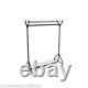 4 Ft Heavy Duty Clothes Garment Rail With Top And Bottom Shelf Stand Rack Metal