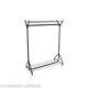 4 Ft Heavy Duty Clothes Garment Rail With Top And Bottom Shelf Stand Rack Metal
