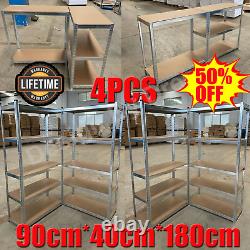 4 PACK Garage Shelves Shelving 5 Tier Unit Racking Boltless 180cm Storage Shelf