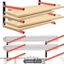 4 Pack Wall Mount Organizer Heavy Duty Carbon Steel Garage Shed Shelving