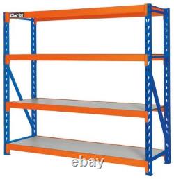 4 Shelf 800Kg Industrial Heavy Duty Boltless Shelving Unit Blue & Orange