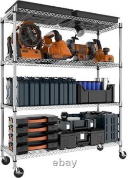 4-Shelf Heavy Duty Storage Unit Chrome Adjustable Shelves 636kg Capacity
