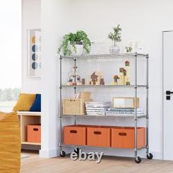 4-Shelf Heavy Duty Storage Unit Chrome Adjustable Shelves 636kg Capacity
