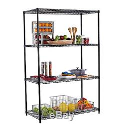4 Shelf Wire Rack Dark Black Heavy Duty Adjustable Storage Shelves 48x24x72
