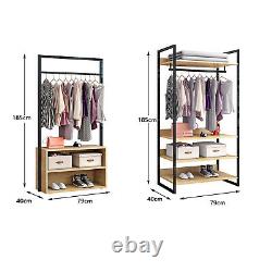 4 Shelves Clothes Storage Open Wardrobe Clothes Closet Organizer Garment Rack