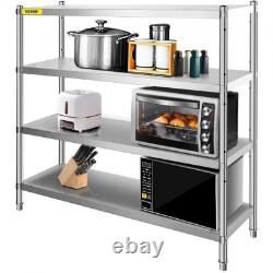 4 Tier Adjustable Stainless Steel Storage Shelf Heavy Duty Rack Organizer