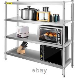 4 Tier Adjustable Stainless Steel Storage Shelf Heavy Duty Rack Organizer