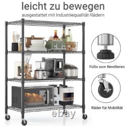 4 Tier Adjustable Wire Shelving Units Heavy Duty Metal Storage Rack with Wheels