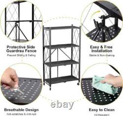 4 Tier Heavy Duty Foldable Metal Rack Storage Shelving Unit With Wheel Home
