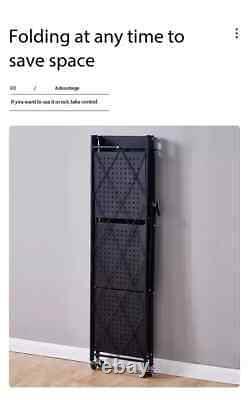 4 Tier Heavy Duty Foldable Metal Rack Storage Shelving Unit With Wheel Home