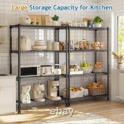 4-Tier Heavy Duty Metal Storage Shelf 360KG Rack, 90x35x137cm, Black