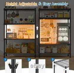 4-Tier Heavy Duty Metal Storage Shelf 360KG Rack, 90x35x137cm, Black