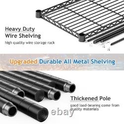 4-Tier Heavy Duty Metal Storage Shelf 360KG Rack, 90x35x137cm, Black