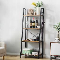 4-Tier Ladder Shelf Bookcase Bookshelf Plant Flower Stand Storage Metal Frame