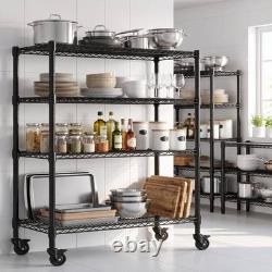 4 Tier Racking Heavy Duty Shelving Storage Shelves with Wheels Bathroom Kitchen 4 Tier Racking Heavy Duty Shelving Storage Shelves with Wheels Bathroom Kitchen