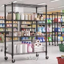 4 Tier Racking Heavy Duty Shelving Storage Shelves with Wheels Bathroom Kitchen