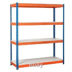 4 Tier Steel Shelving Heavy Duty Racking Melamine Shelves 2200mmH 400KG UDL