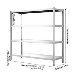 4 Tiers Racking Shelf Heavy Duty Garage Shelving Storage Shelves Unit 180x150cm