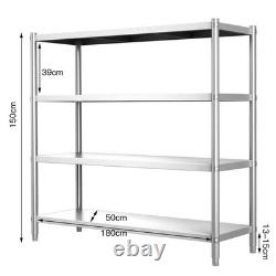 4 Tiers Racking Shelf Heavy Duty Garage Shelving Storage Shelves Unit 180x150cm