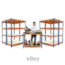 4 X Heavy Duty Shelving blue and orange 4 Levels with 1 Workbench UDL 400KG