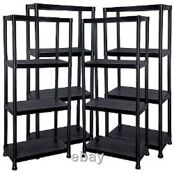 4 tier Heavy Duty Black Plastic Storage Shelving Unit Home Office Workshop Shelf