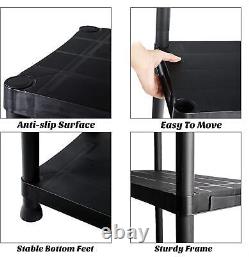 4 x 4 Tier Black Plastic Shelving Shelves Racking Storage Shelf Unit New