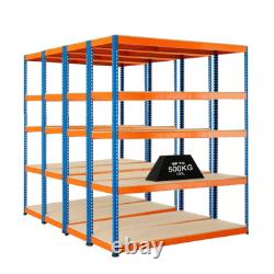 4 x 5 Tier Steel Heavy Duty Garage Storage Racking 2200mmH x 1800mm W 500KG UDL