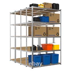 4 x Galvanised Shelving Garage Unit Storage Racking Heavy Duty Shelves 200kg