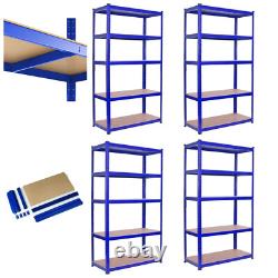 4x 1.8m 5 Tier Rack Garage Shelving Racking Metal Heavy Duty Storage Blue S247