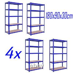 4x 1.8m 5 Tier Rack Garage Shelving Racking Metal Heavy Duty Storage Blue Ukdc