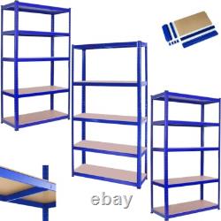 4x 1.8m 5 Tier Rack Garage Shelving Racking Metal Heavy Duty Storage Blue Uked
